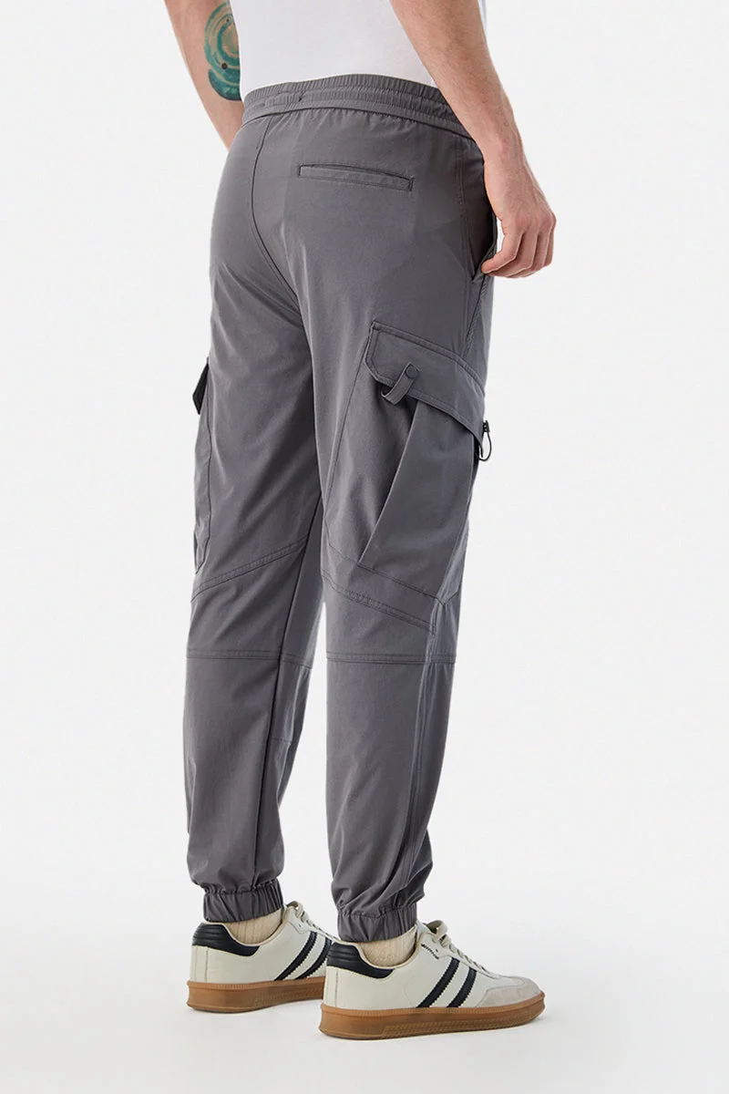 SNITCH Grey 5 Pocket Stretch Cargo Joggers for Men | Best Price UAE